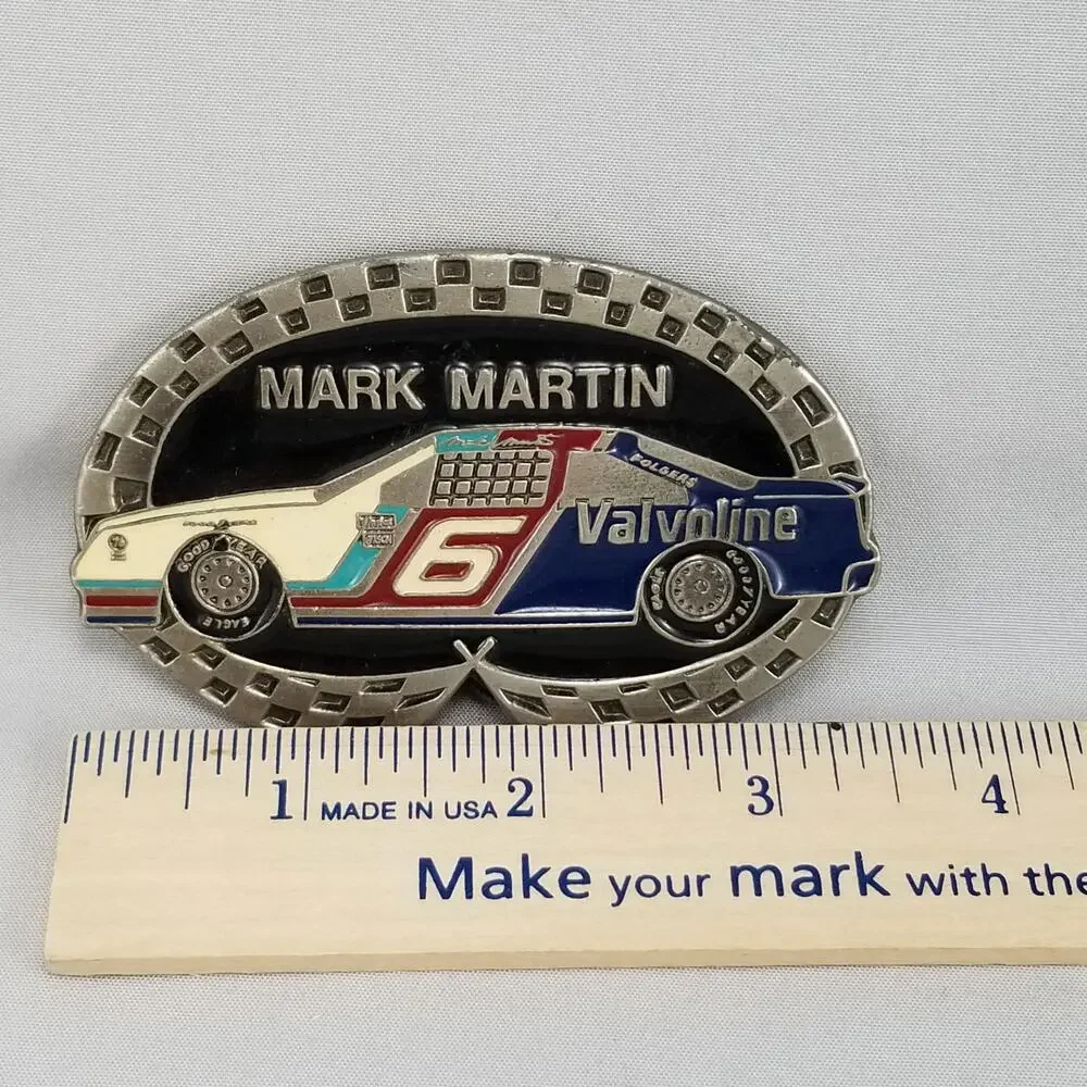 Vintage Belt Buckle NASCAR Mark Martin Number 6 Valvoline‎